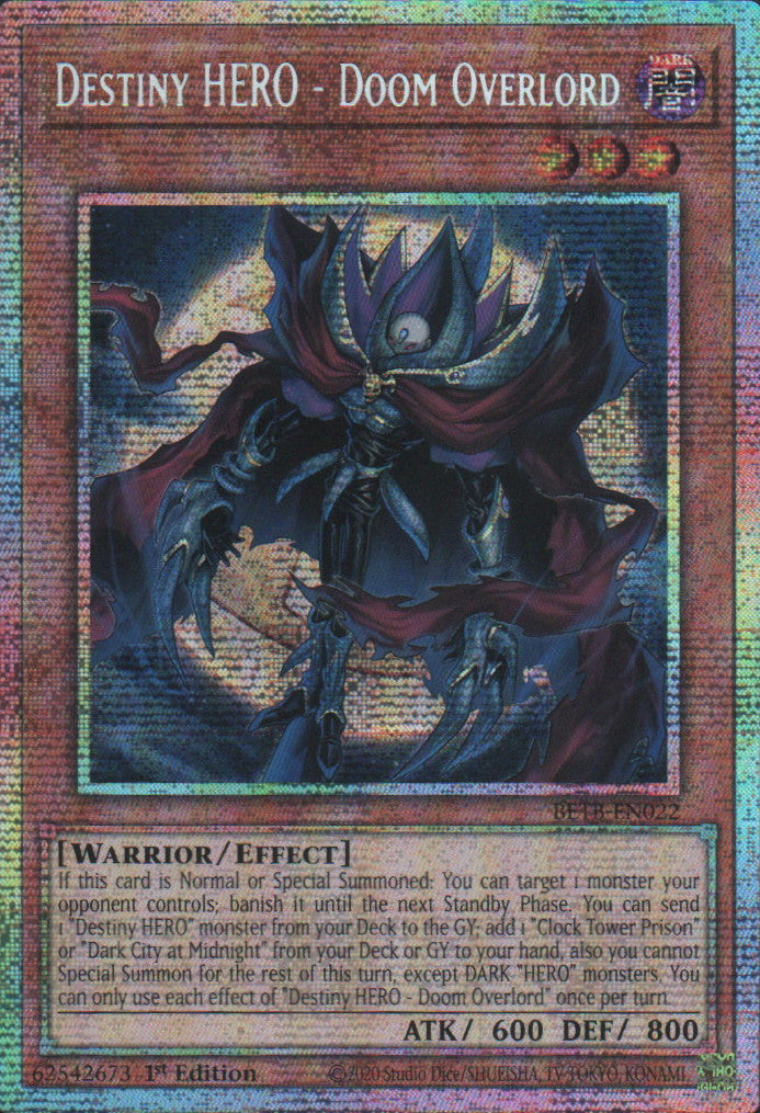 Destiny HERO - Doom Overlord - BETB-EN022 - 1st Edition - Starlight Rare