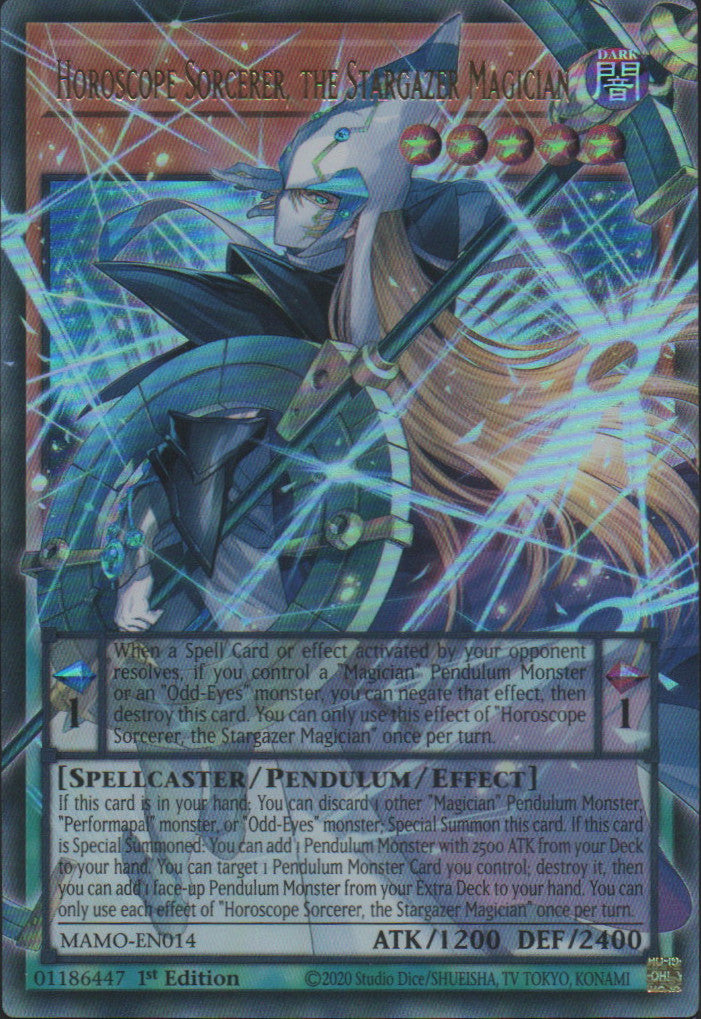 Horoscope Sorcerer, the Stargazer Magician (extended art) - MAMO-EN014 - 1st Edition - Ultra Rare