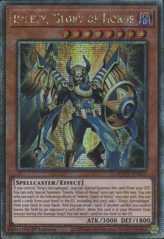 Imsety, Glory of Horus - AGOV-EN011 - 1st Edition - Quarter Century Secret Rare