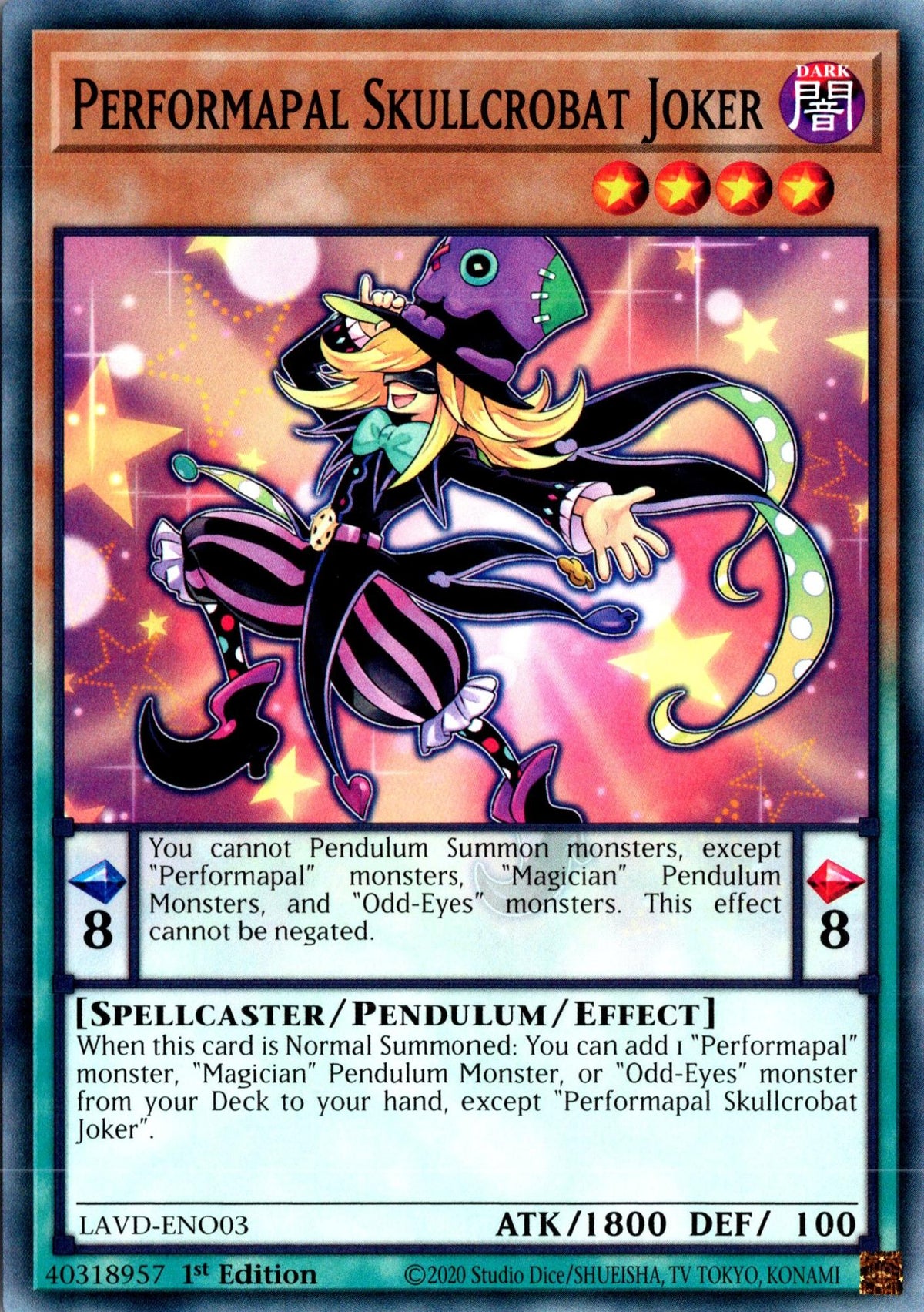 Performapal Skullcrobat Joker - LAVD-ENO03 - 1st Edition - Common