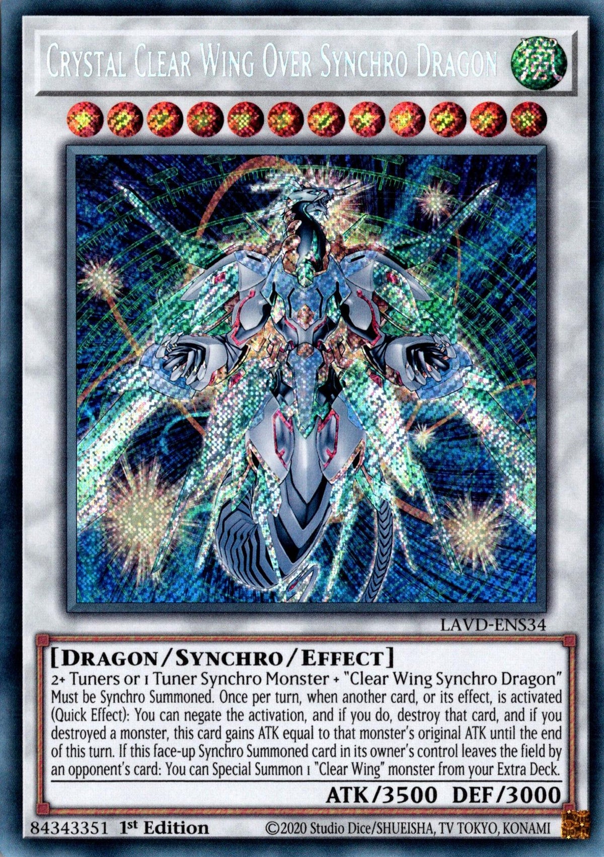 Crystal Clear Wing Over Synchro Dragon - LAVD-ENS34 - 1st Edition - Secret Rare