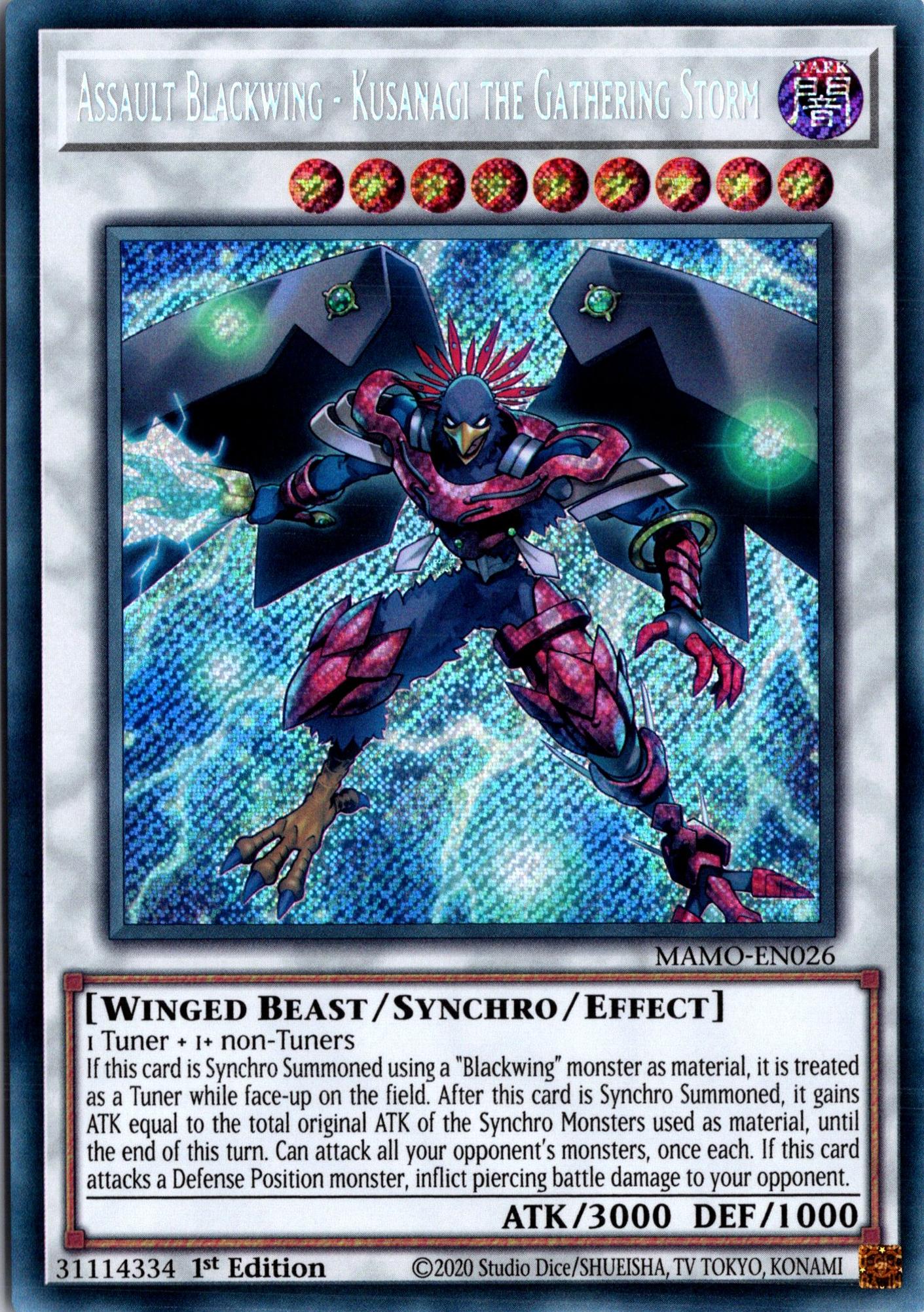 Assault Blackwing - Kusanagi the Gathering Storm - MAMO-EN026 - 1st Edition - Secret Rare