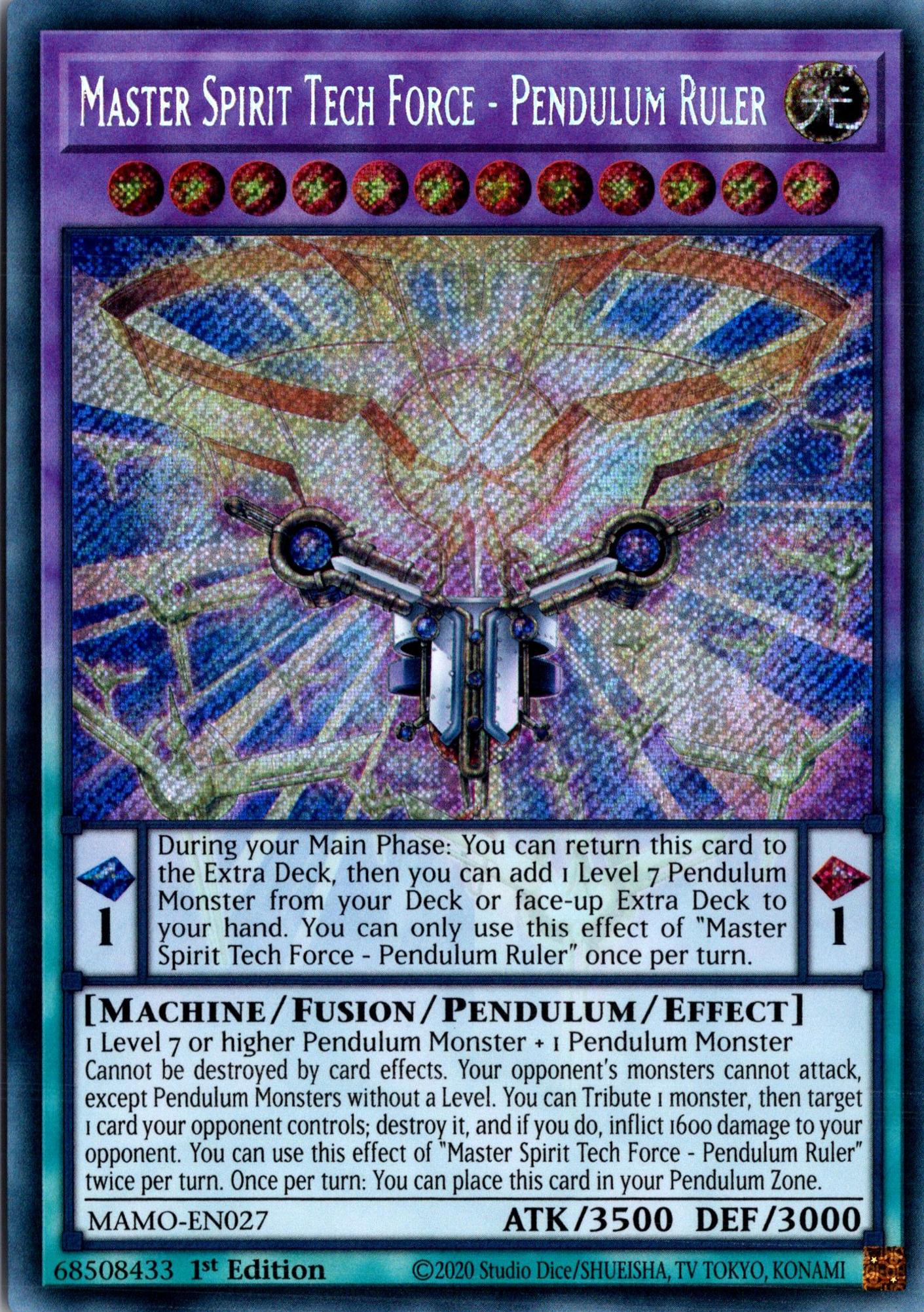 Master Spirit Tech Force - Pendulum Ruler - MAMO-EN027 - 1st Edition - Secret Rare