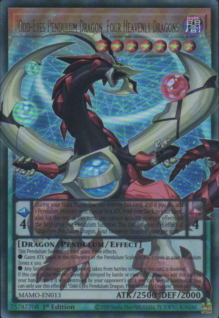 Odd-Eyes Pendulum Dragon, Four Heavenly Dragons (extended art) - MAMO-EN013 - 1st Edition - Ultra Rare