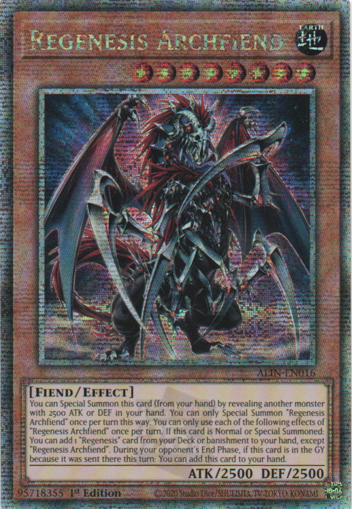 Regenesis Archfiend - ALIN-EN016 - 1st Edition - Quarter Century Secret Rare
