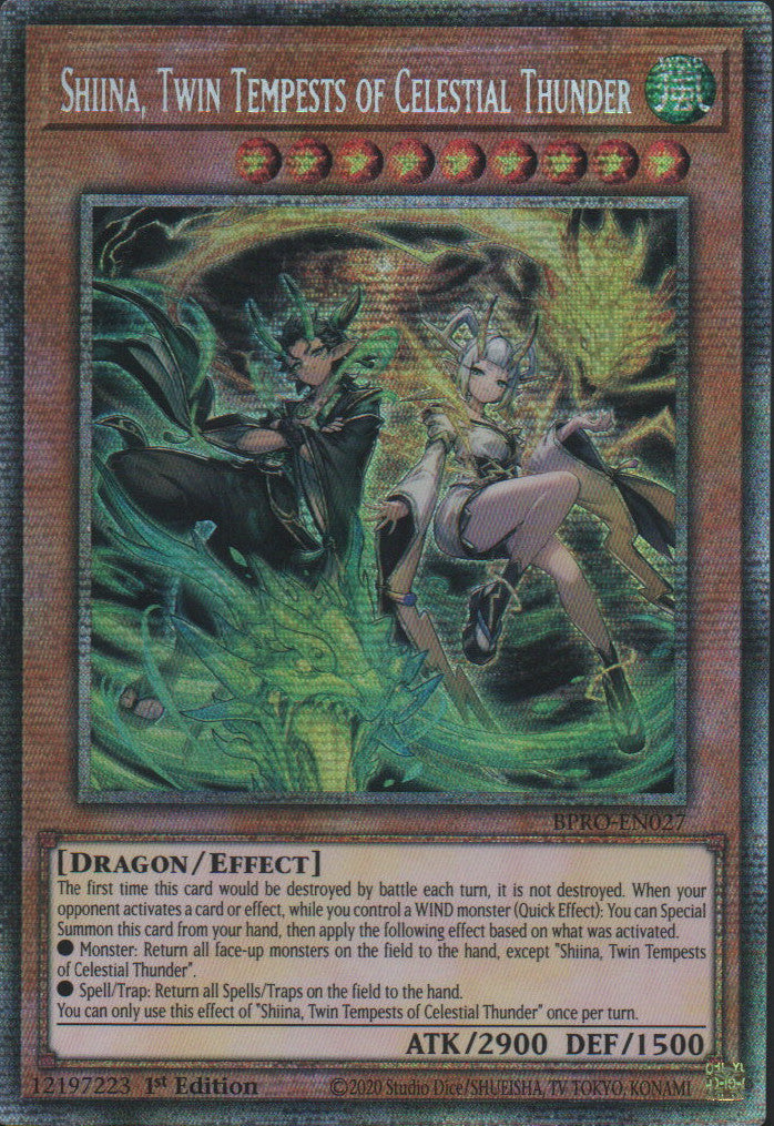 Shiina, Twin Tempests of Celestial Thunder - BPRO-EN027 - 1st Edition - Starlight Rare