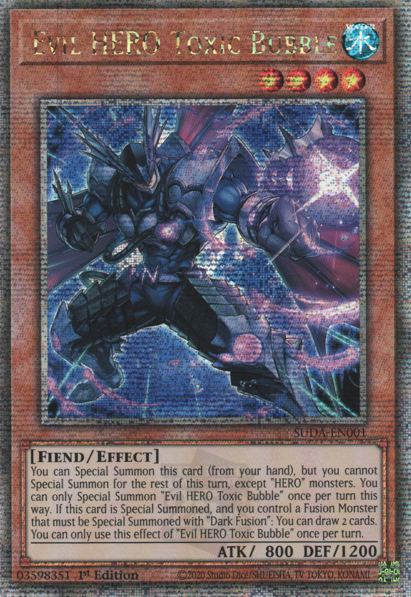 Evil HERO Toxic Bubble - SUDA-EN001 - 1st Edition - Quarter Century Secret Rare