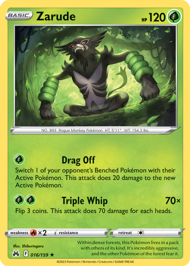Zarude - Crown Zenith 016/159 - Rare Holo