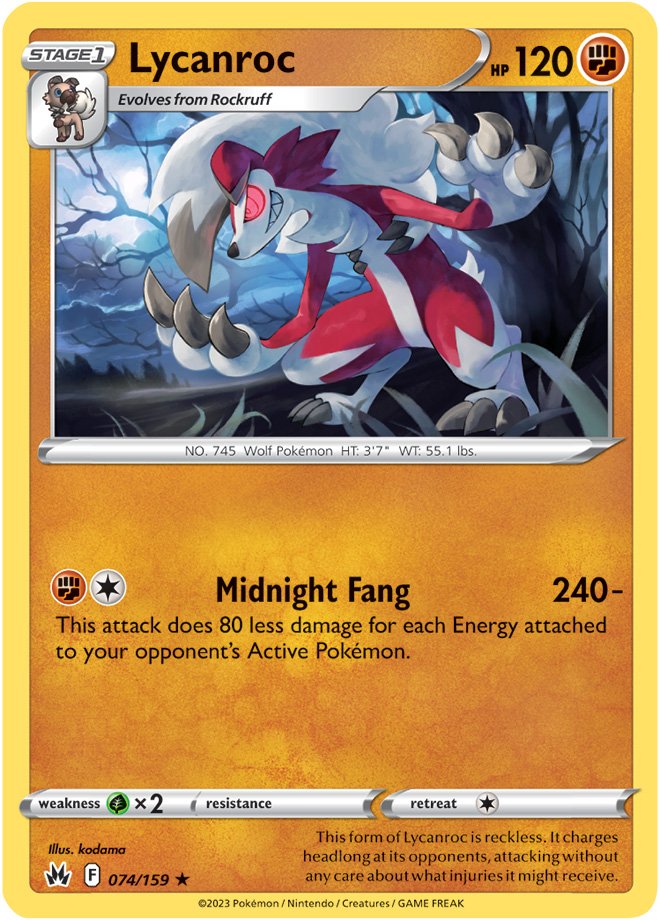 Lycanroc - Crown Zenith 074/159 - Rare