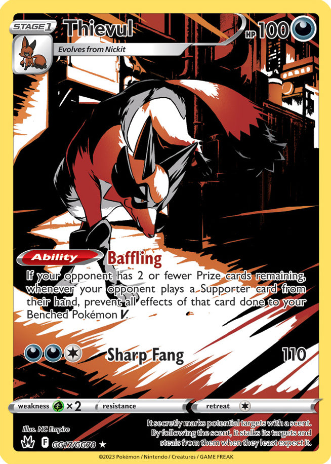 Thievul - Crown Zenith GG17/GG70 - Galarian Gallery Holo Rare
