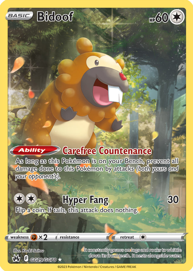 Bidoof - Crown Zenith GG29/GG70 - Galarian Gallery Holo Rare