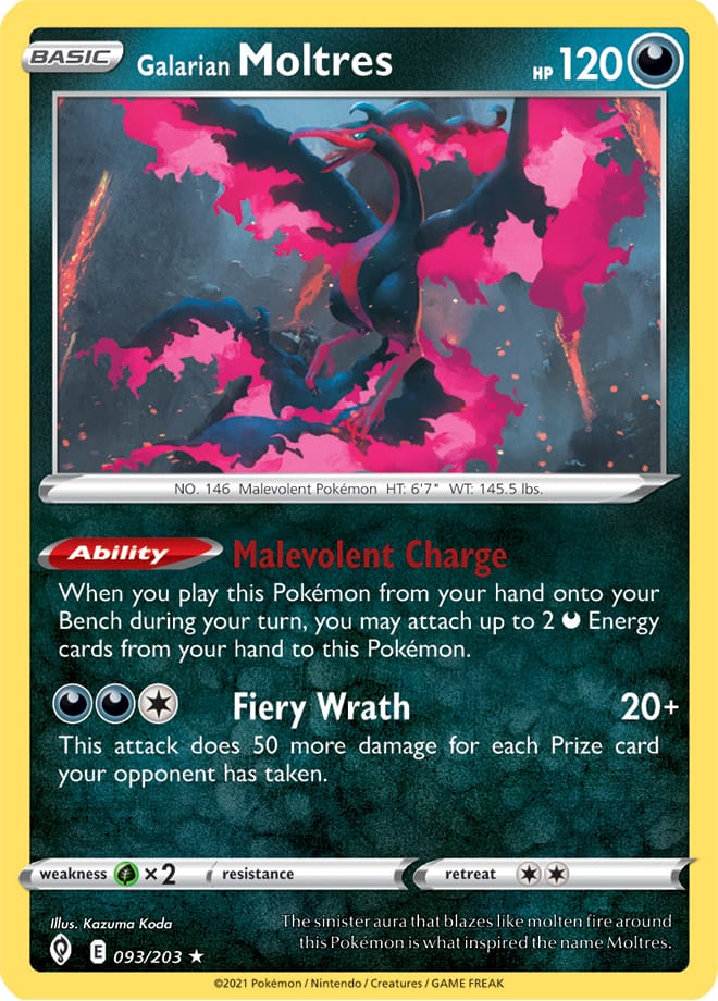 Galarian Moltres - Evolving Skies 093/203 - Rare Holo