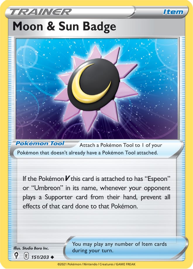 Moon & Sun Badge - Evolving Skies 151/203 - Uncommon