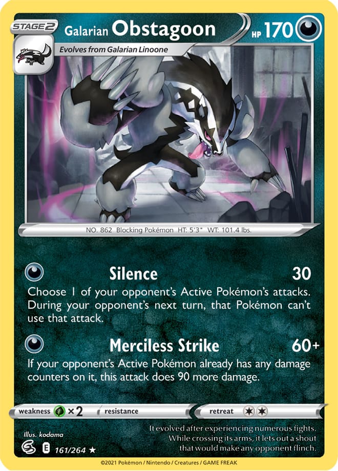 Galarian Obstagoon - Fusion Strike 161/264 - Rare Holo