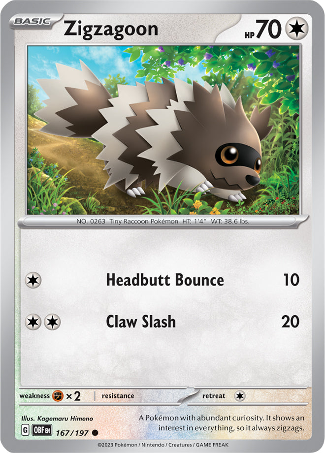 Zigzagoon - Obsidian Flames 167/197 - Common