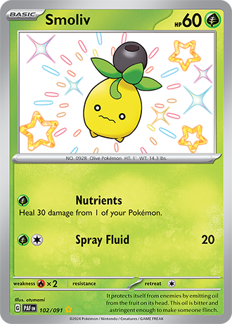 Smoliv - Paldean Fates - 102/091 - Shiny Holo Rare