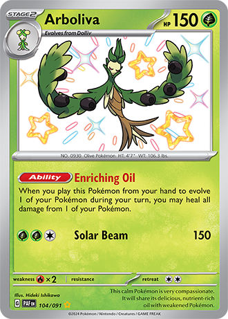 Arboliva - Paldean Fates - 104/091 - Shiny Holo Rare