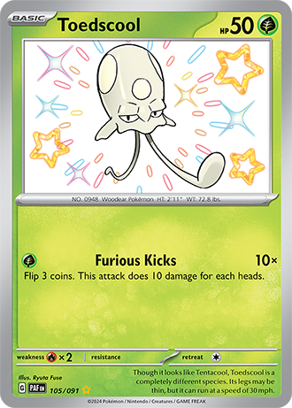 Toedscool - Paldean Fates - 105/091 - Shiny Holo Rare