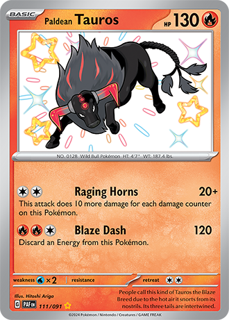 Paldean Tauros - Paldean Fates - 111/091 - Shiny Holo Rare