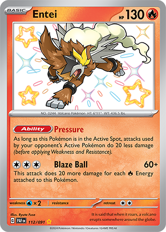 Entei - Paldean Fates - 112/091 - Shiny Holo Rare