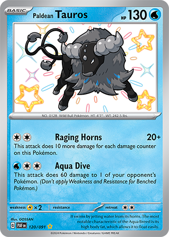 Paldean Tauros - Paldean Fates - 120/091 - Shiny Holo Rare