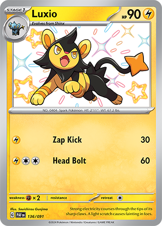 Luxio - Paldean Fates - 136/091 - Shiny Holo Rare