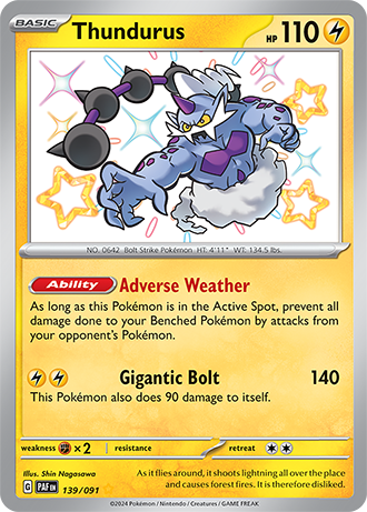 Thundurus - Paldean Fates - 139/091 - Shiny Holo Rare