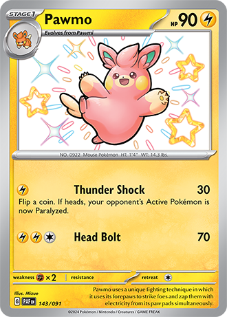 Pawmo - Paldean Fates - 143/091 - Shiny Holo Rare