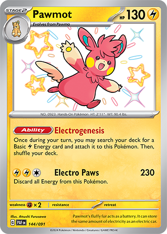 Pawmot - Paldean Fates - 144/091 - Shiny Holo Rare