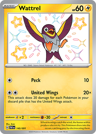 Wattrel - Paldean Fates - 145/091 - Shiny Holo Rare