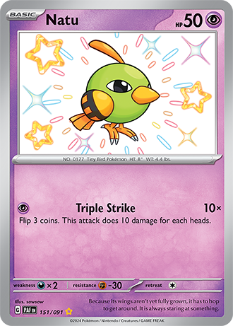 Natu - Paldean Fates - 151/091 - Shiny Holo Rare