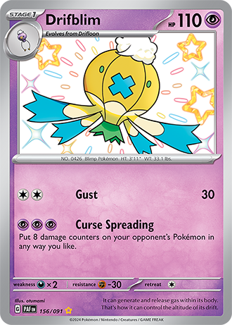 Drifblim - Paldean Fates - 156/091 - Shiny Holo Rare