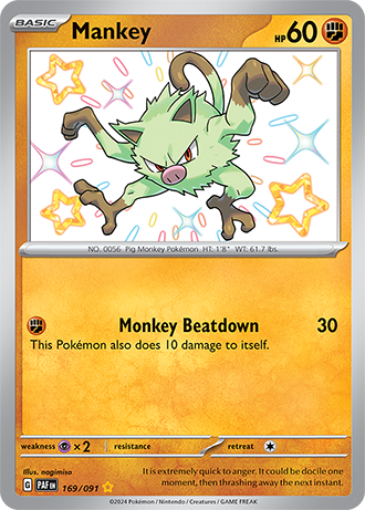 Mankey - Paldean Fates - 169/091 - Shiny Holo Rare