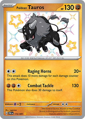 Paldean Tauros - Paldean Fates - 172/091 - Shiny Holo Rare