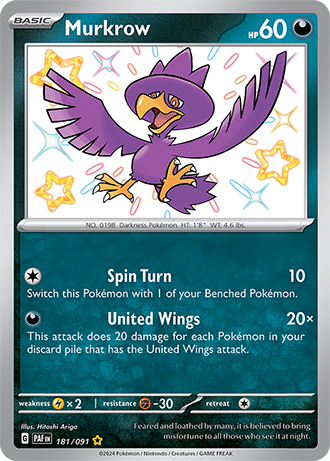 Murkrow - Paldean Fates - 181/091 - Shiny Holo Rare
