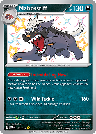 Mabosstiff - Paldean Fates - 188/091 - Shiny Holo Rare