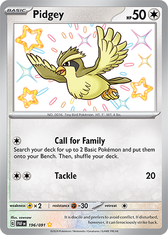 Pidgey - Paldean Fates - 196/091 - Shiny Holo Rare