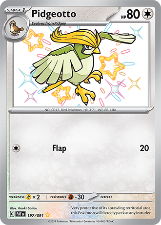 Pidgeotto - Paldean Fates - 197/091 - Shiny Holo Rare