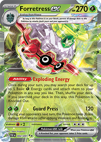 Forretress ex - Paldean Fates - 002/091 - Double Rare