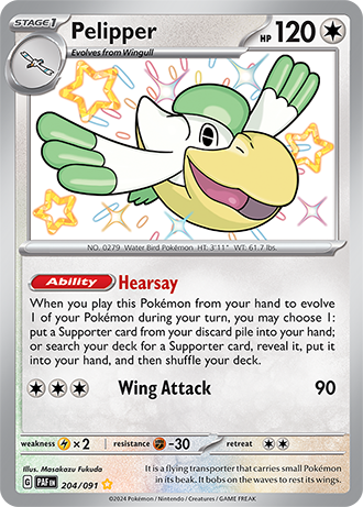 Pelipper - Paldean Fates - 204/091 - Shiny Holo Rare