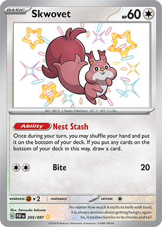 Skwovet - Paldean Fates - 205/091 - Shiny Holo Rare