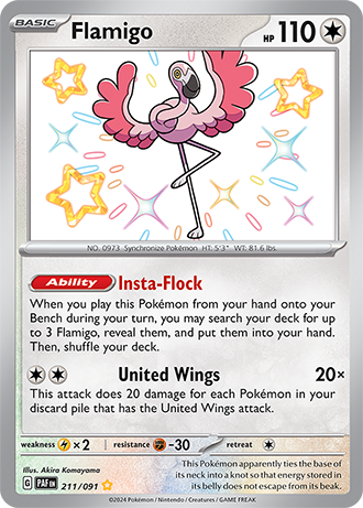 Flamigo - Paldean Fates - 211/091 - Shiny Holo Rare