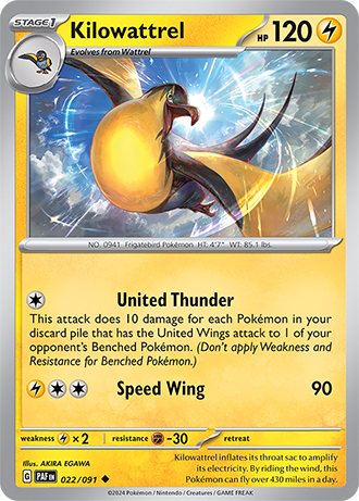 Kilowattrel - Paldean Fates - 022/091 - Uncommon