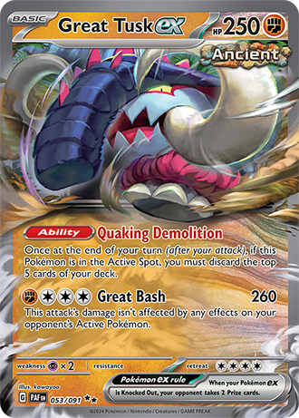 Great Tusk ex - Paldean Fates - 053/091 - Double Rare
