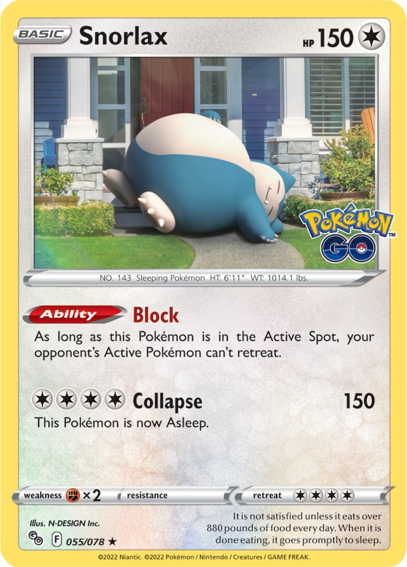 Snorlax - Pokemon Go 055/078 - Rare Holo