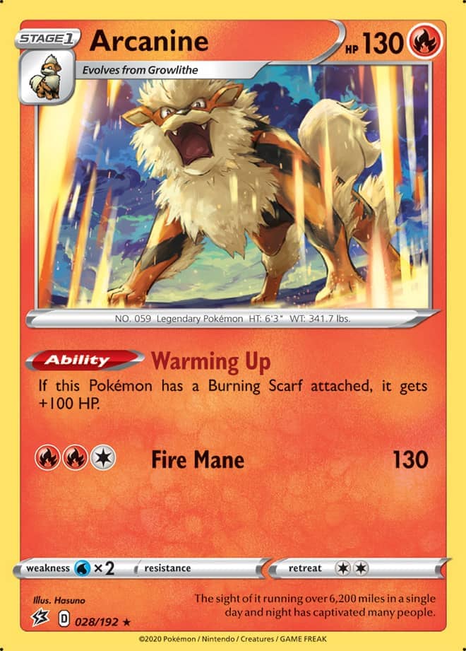 Arcanine - Rebel Clash 028/192 - Rare