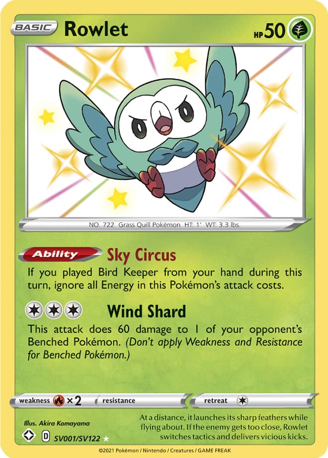 Rowlet - Shining Fates: Shiny Vault SV001/SV122 - Shiny Holo Rare