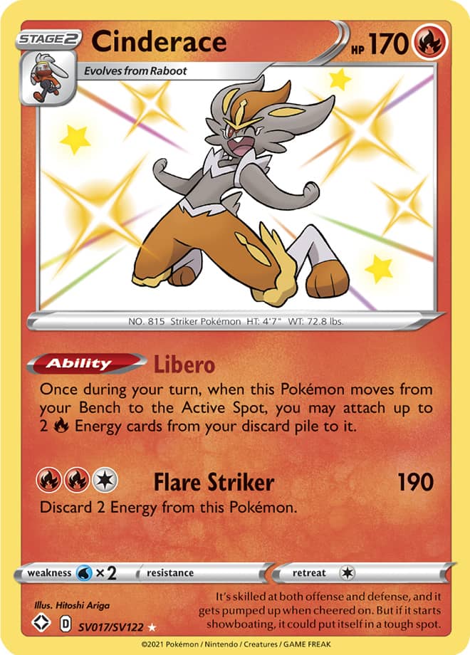 Cinderace - Shining Fates: Shiny Vault SV017/SV122 - Shiny Holo Rare