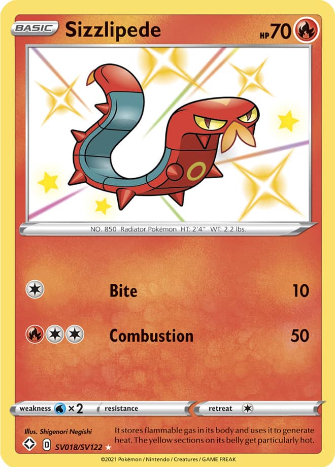 Sizzlipede - Shining Fates: Shiny Vault SV018/SV122 - Shiny Holo Rare