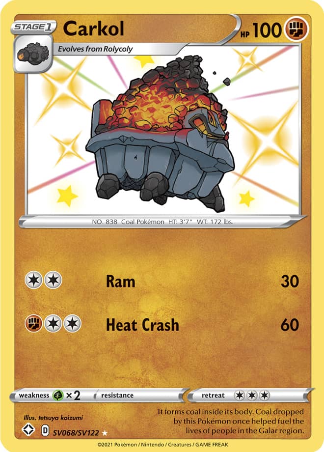 Carkol - Shining Fates: Shiny Vault SV068/SV122 - Shiny Holo Rare